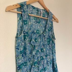 100% silk blouse turquoise tank sz 2